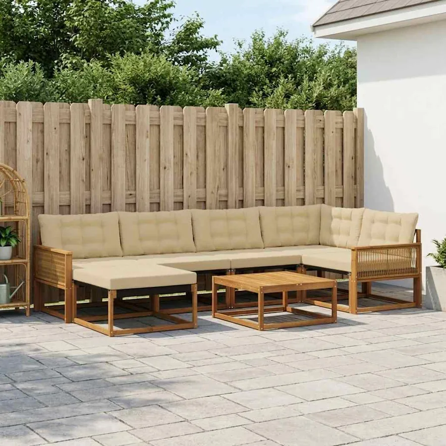 Ensemble de canapés d'extérieur 7 pcs Naturel et Beige