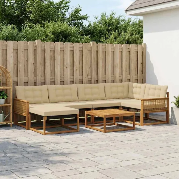 Ensemble de canapés d'extérieur 7 pcs Naturel et Beige