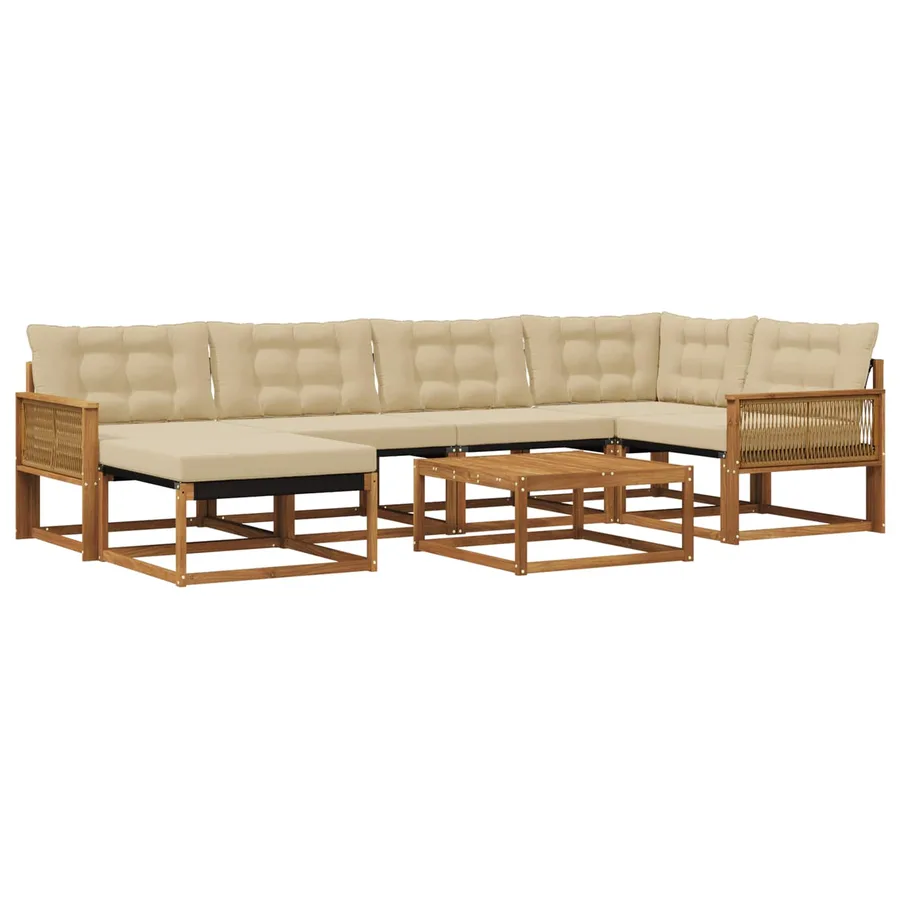 Ensemble de canapés d'extérieur 7 pcs Naturel et Beige - 2