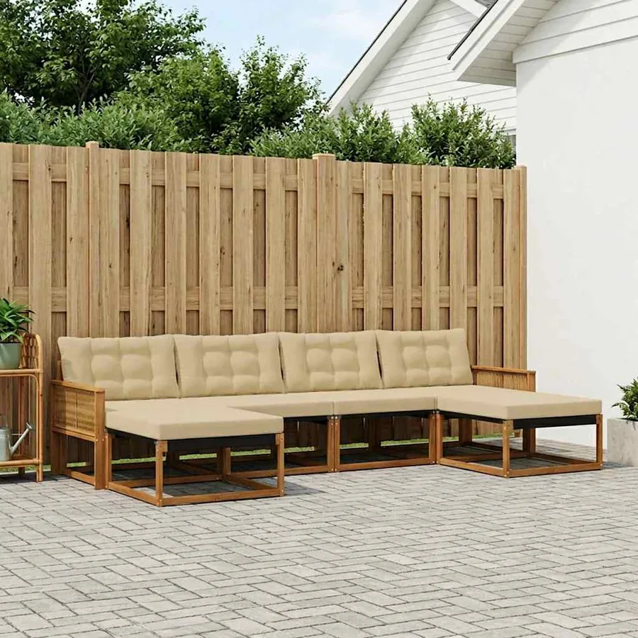Ensemble de canapés d'extérieur 6 pcs Naturel et Beige