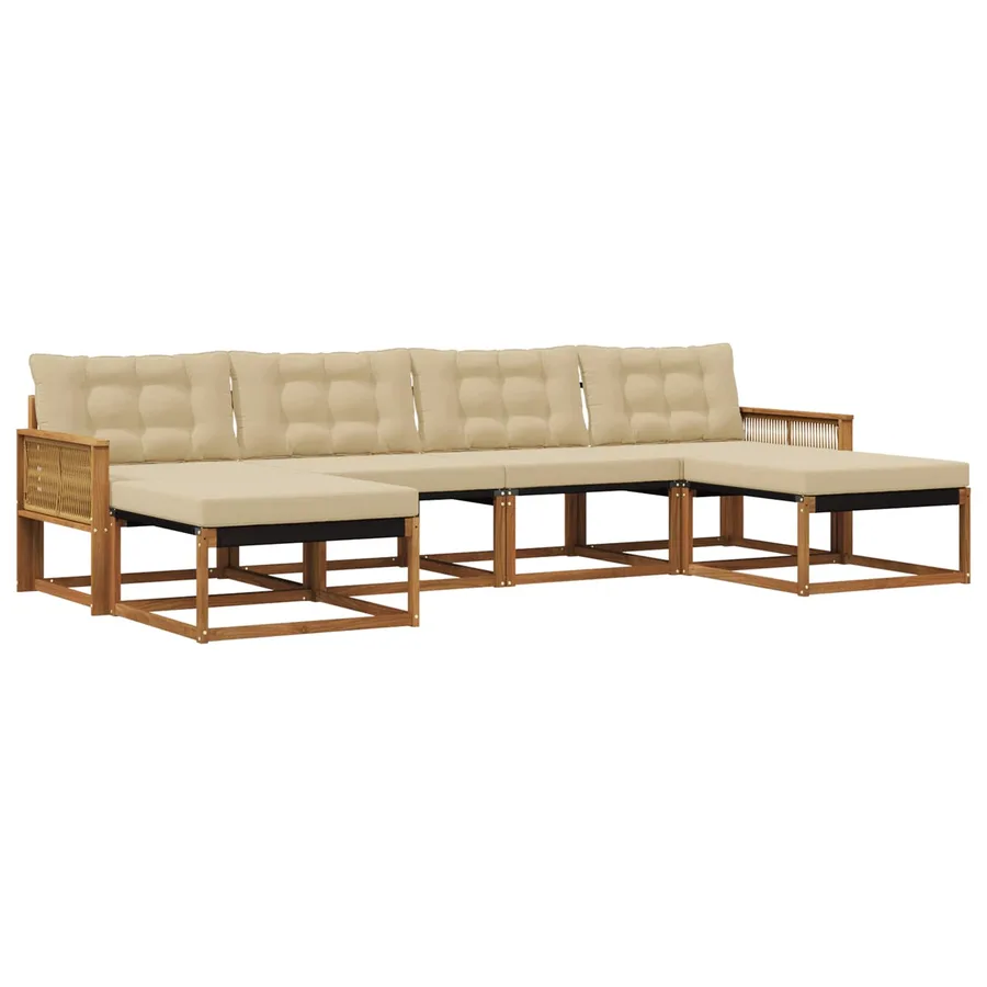 Ensemble de canapés d'extérieur 6 pcs Naturel et Beige - 2