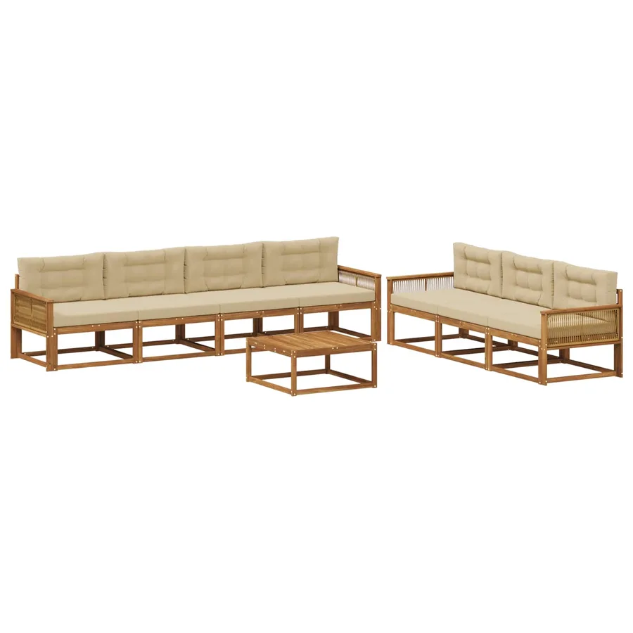 Ensemble de canapés d'extérieur 8 pcs Naturel et Beige - 2