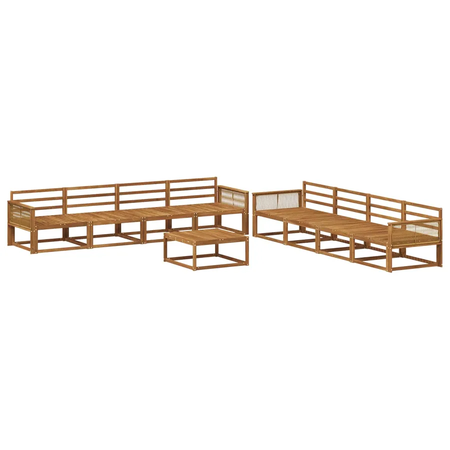 Ensemble de canapés d'extérieur 9 pcs Naturel - 2