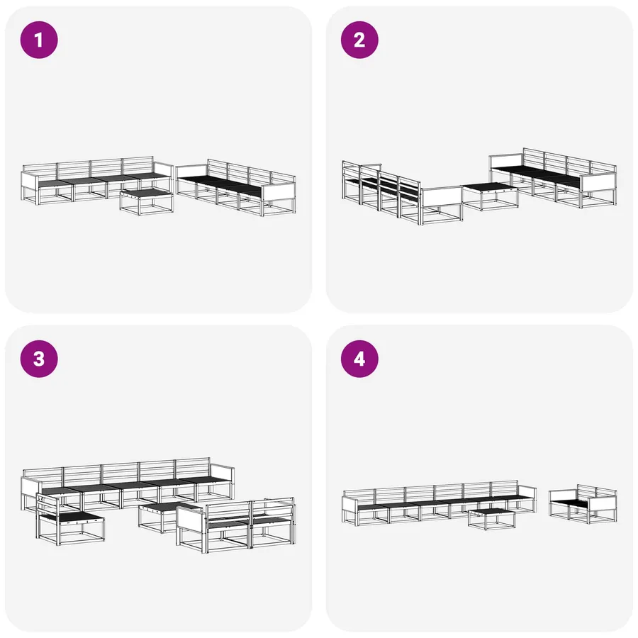 Ensemble de canapés d'extérieur 9 pcs Naturel - 7