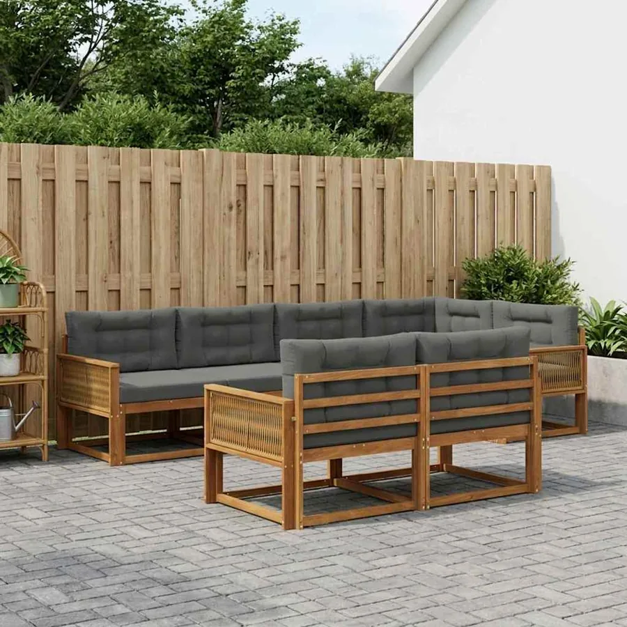 Ensemble de canapés d'extérieur 7 pcs Naturel et Anthracite