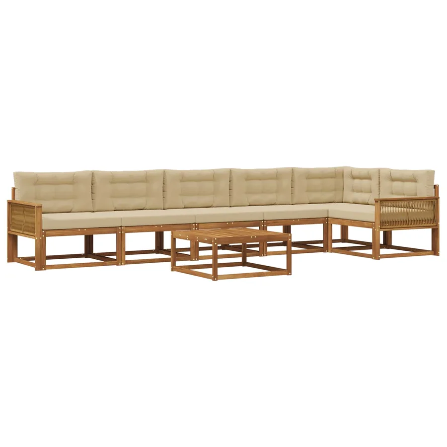 Ensemble de canapés d'extérieur 7 pcs Naturel et Beige - 2