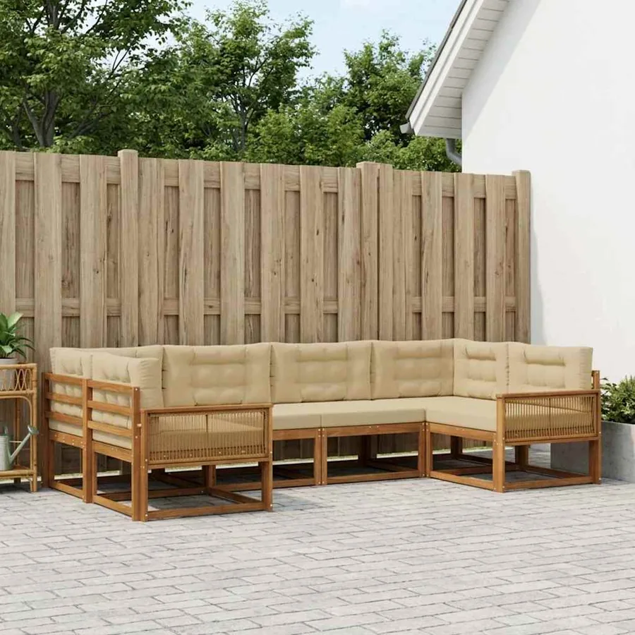 Ensemble de canapés d'extérieur 6 pcs Naturel et Beige