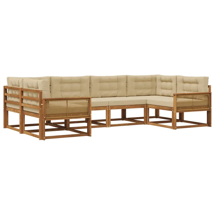 Ensemble de canapés d'extérieur 6 pcs Naturel et Beige - 2