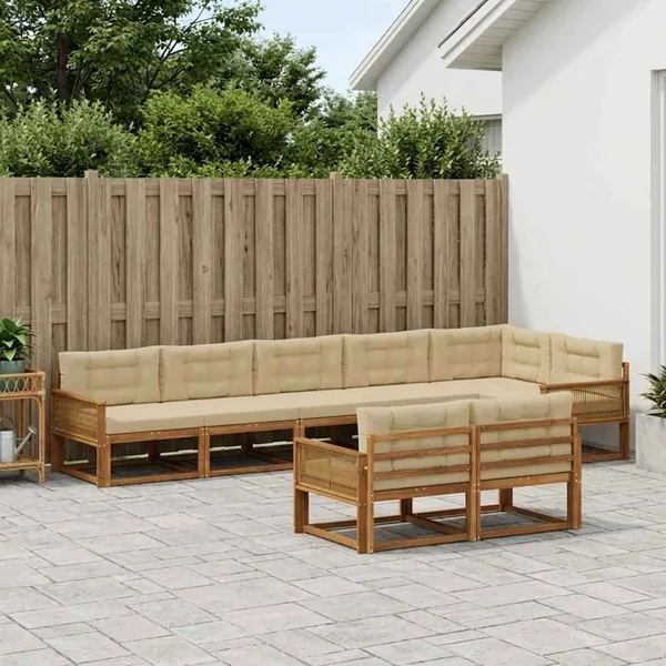 Ensemble de canapés d'extérieur 8 pc Naturel et Beige