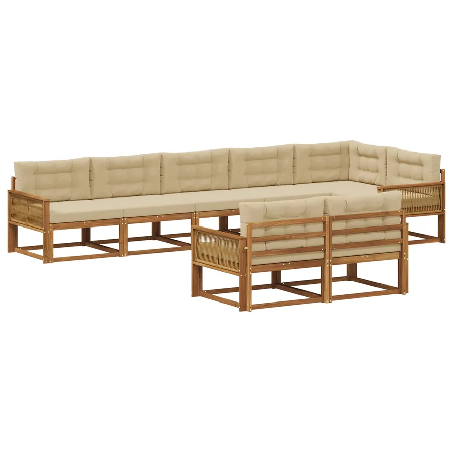 Ensemble de canapés d'extérieur 8 pc Naturel et Beige - 2