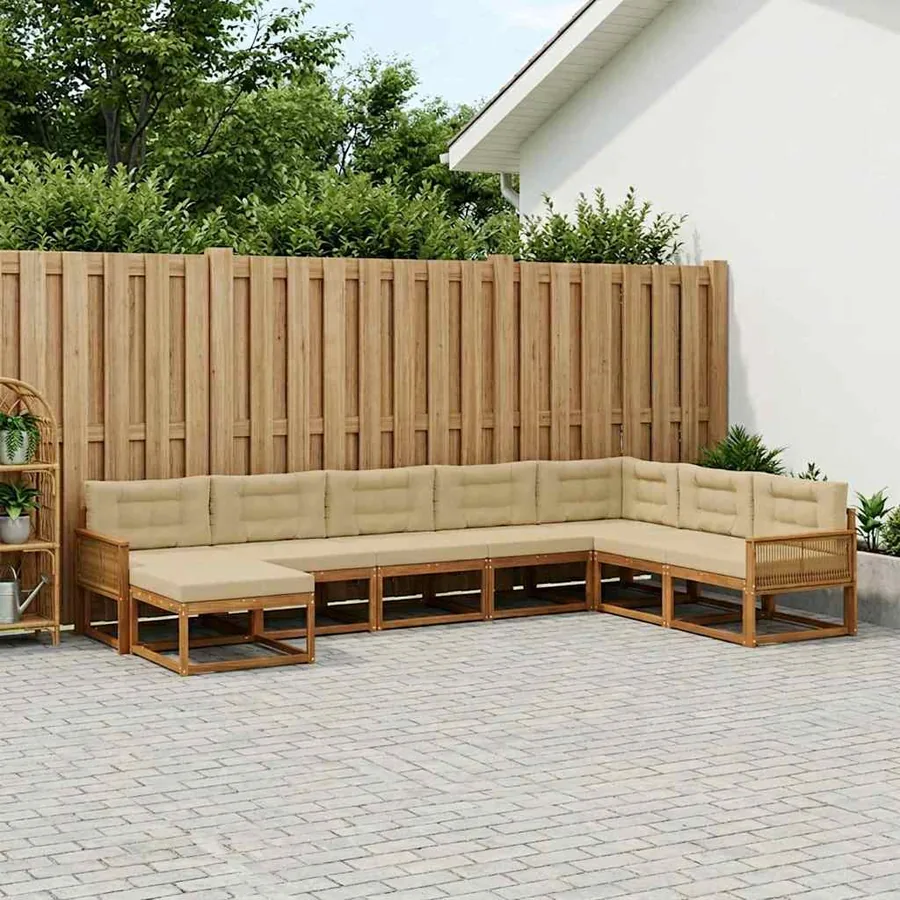 Ensemble de canapés d'extérieur 8 pcs Naturel et Beige