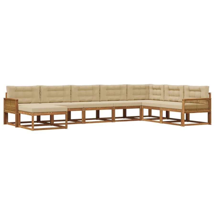 Ensemble de canapés d'extérieur 8 pcs Naturel et Beige - 2