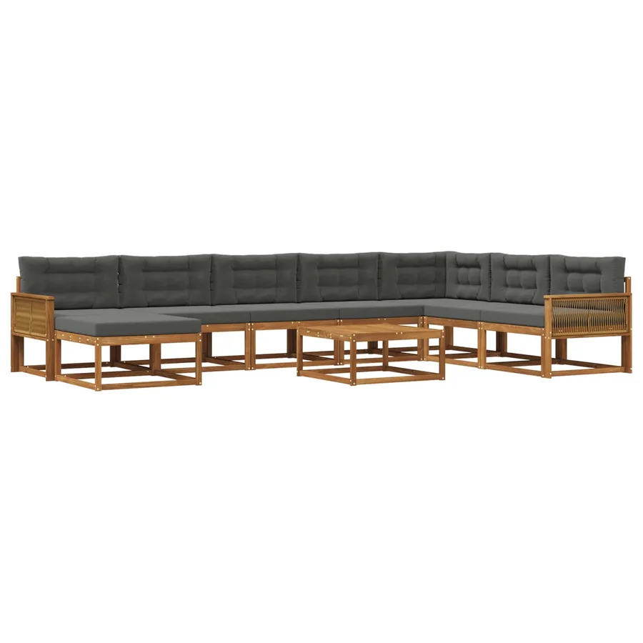 Ensemble de canapés d'extérieur 9 pcs Naturel et Anthracite - 2