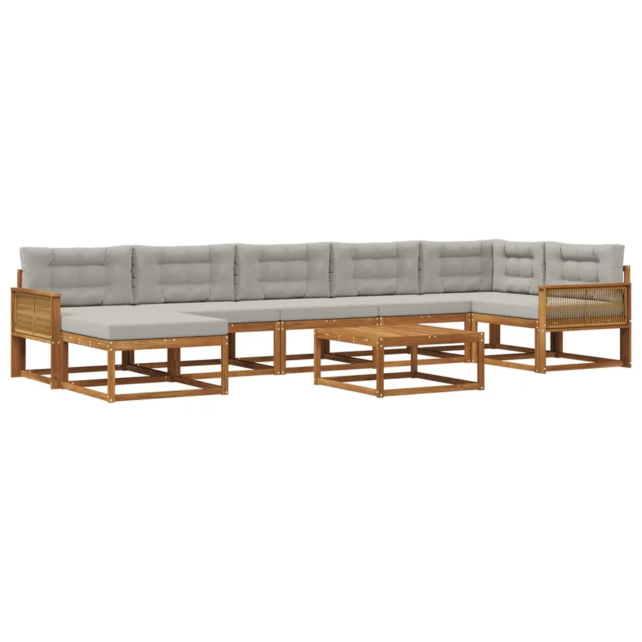 Ensemble de canapés d'extérieur 8 pcs Naturel et gris clair - 2