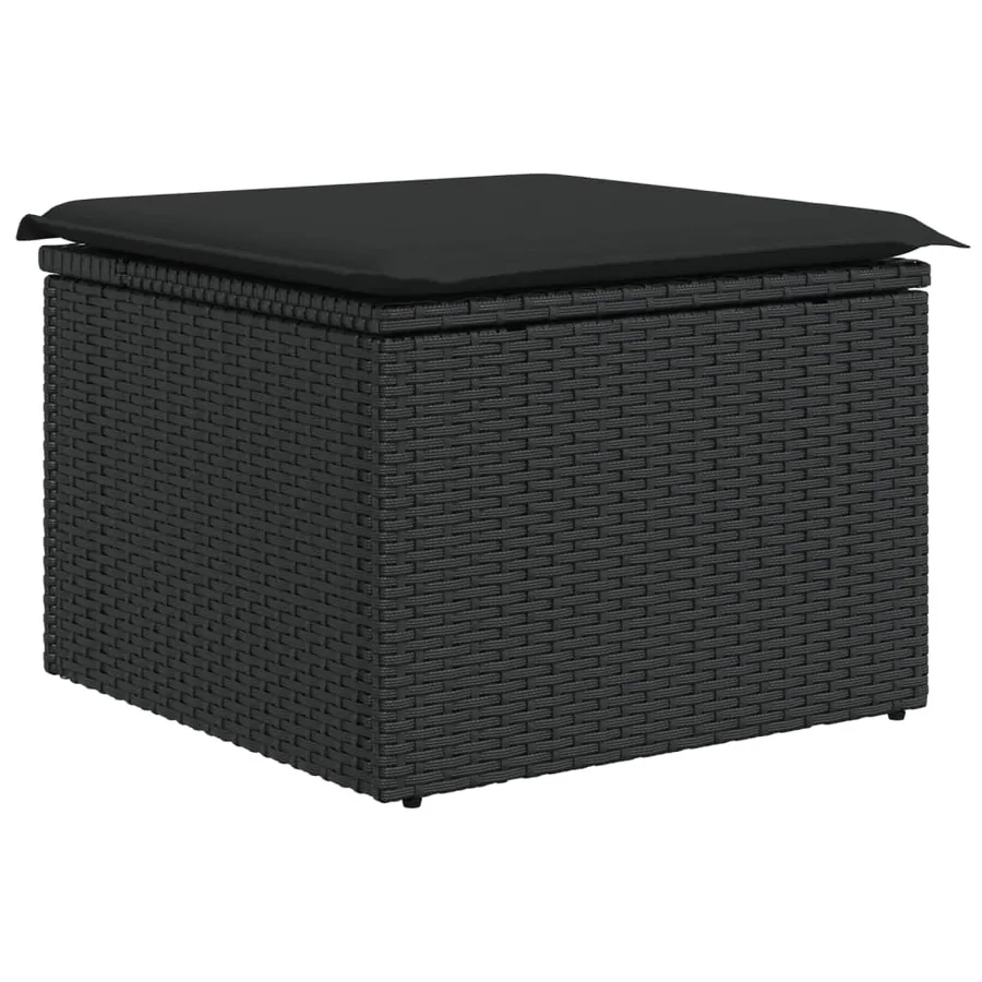 Salon de jardin 8 pcs avec coussins noir résine tressée - 6