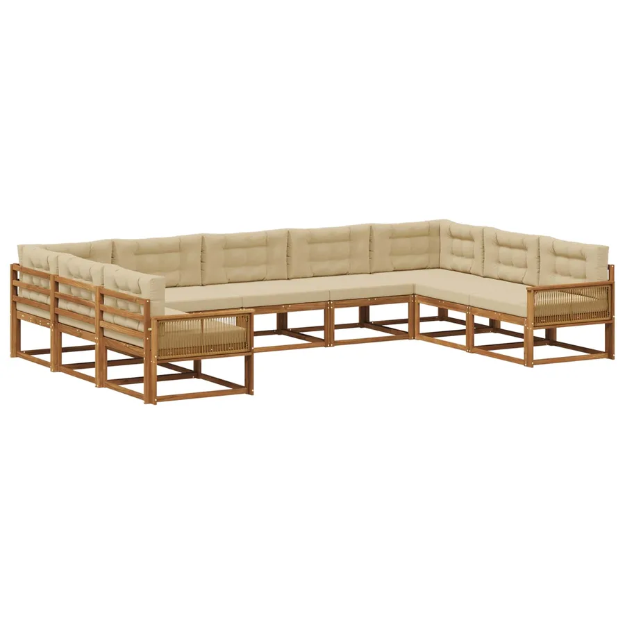 Ensemble de canapés d'extérieur 9 pcs Naturel et Beige - 2