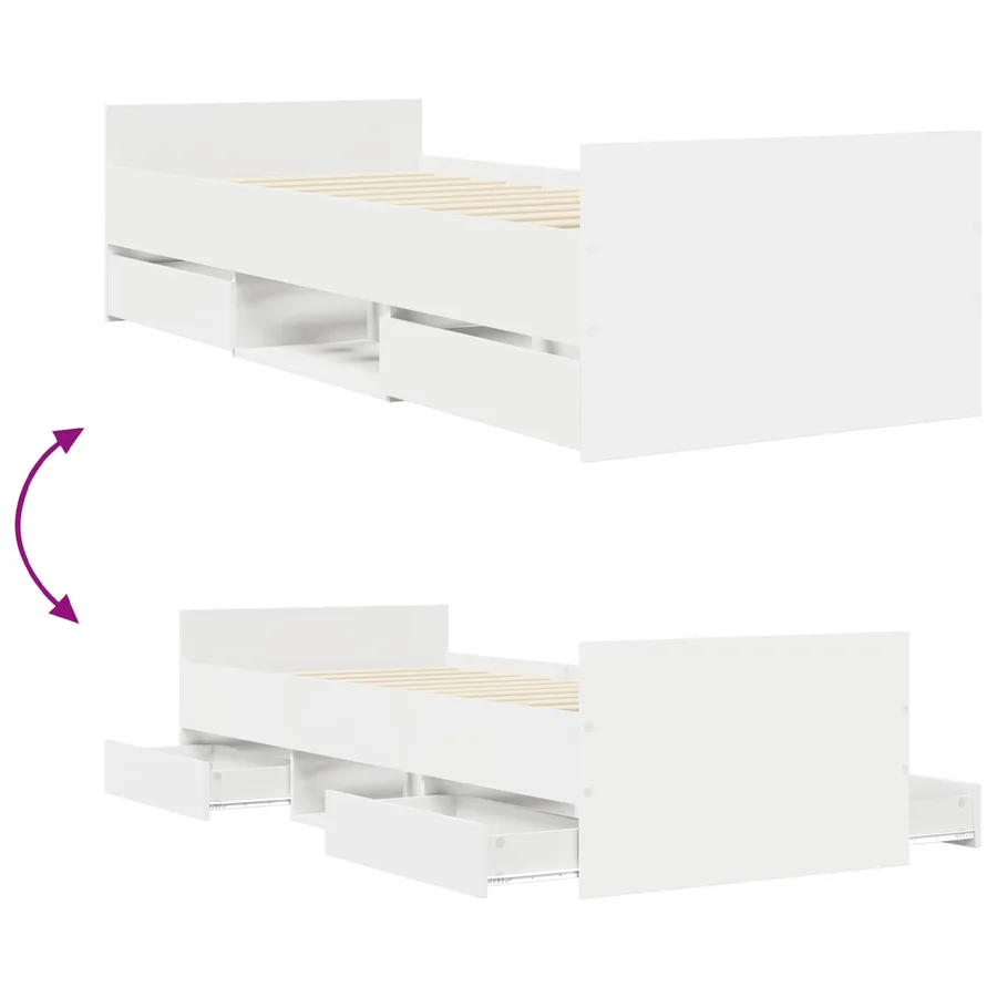Cadre de lit avec rangement Blanc 80 x 200 cm Bois d'ingénierie - 7