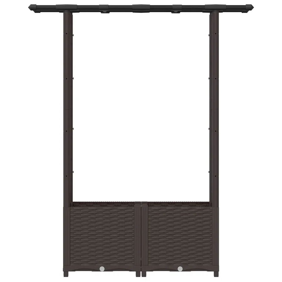 Lit Élevé avec Treillis et Toit Marron 124,5 x 40 x 136 cm PP - 4