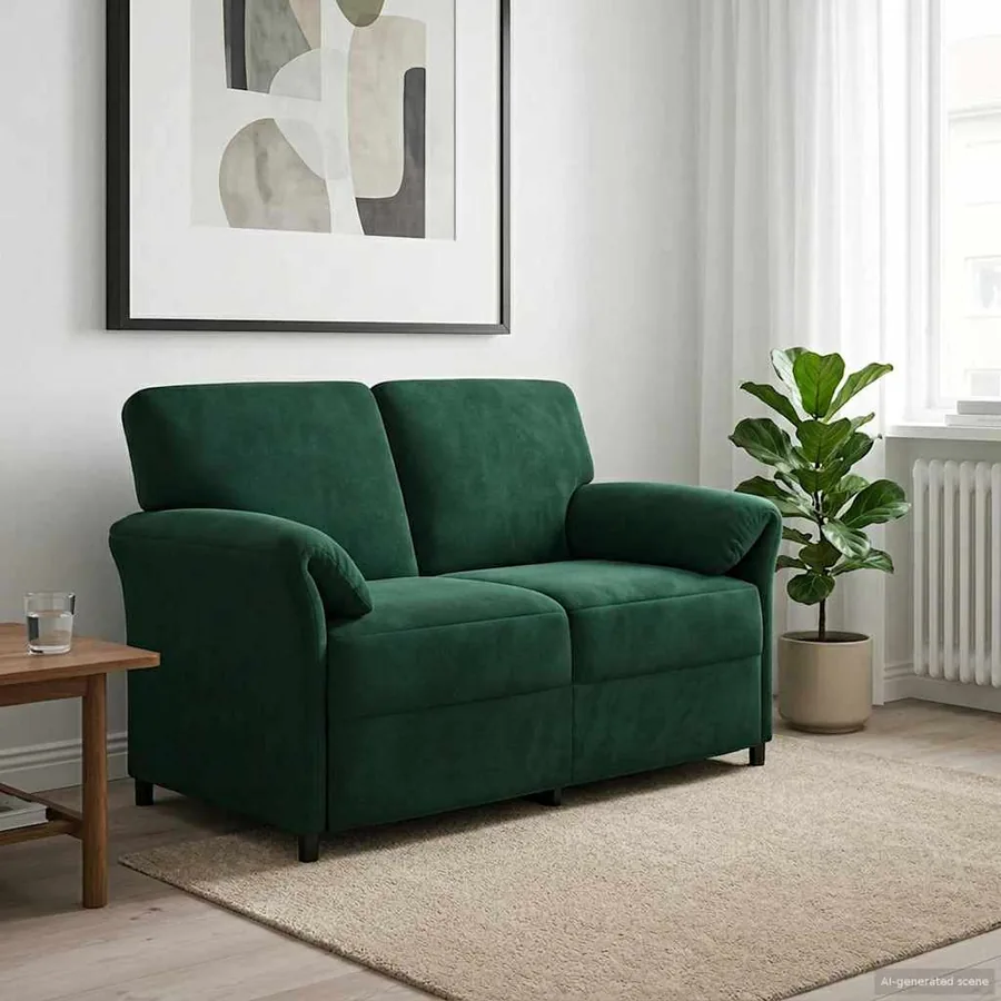 Sofa 2 places Vert foncé 138 x 83 x 95 cm Velours
