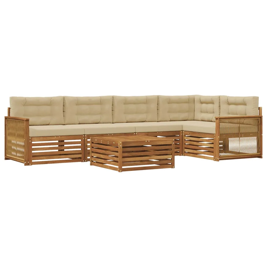 Ensemble de canapés d'extérieur 6 pcs Naturel et Beige - 2
