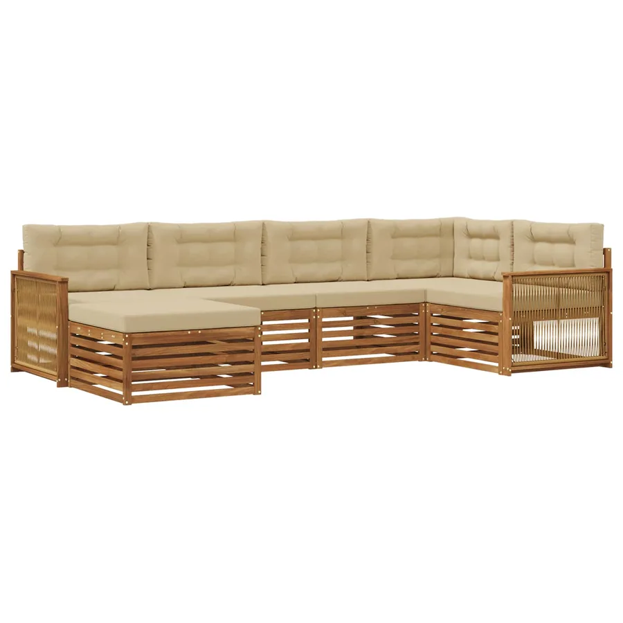 Ensemble de canapés d'extérieur 6 pcs Naturel et Beige - 2