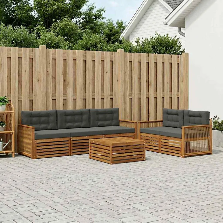 Ensemble de canapés d'extérieur 7 pcs Naturel et Anthracite