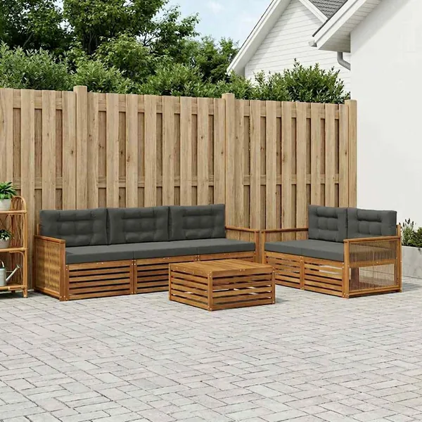 Ensemble de canapés d'extérieur 7 pcs Naturel et Anthracite