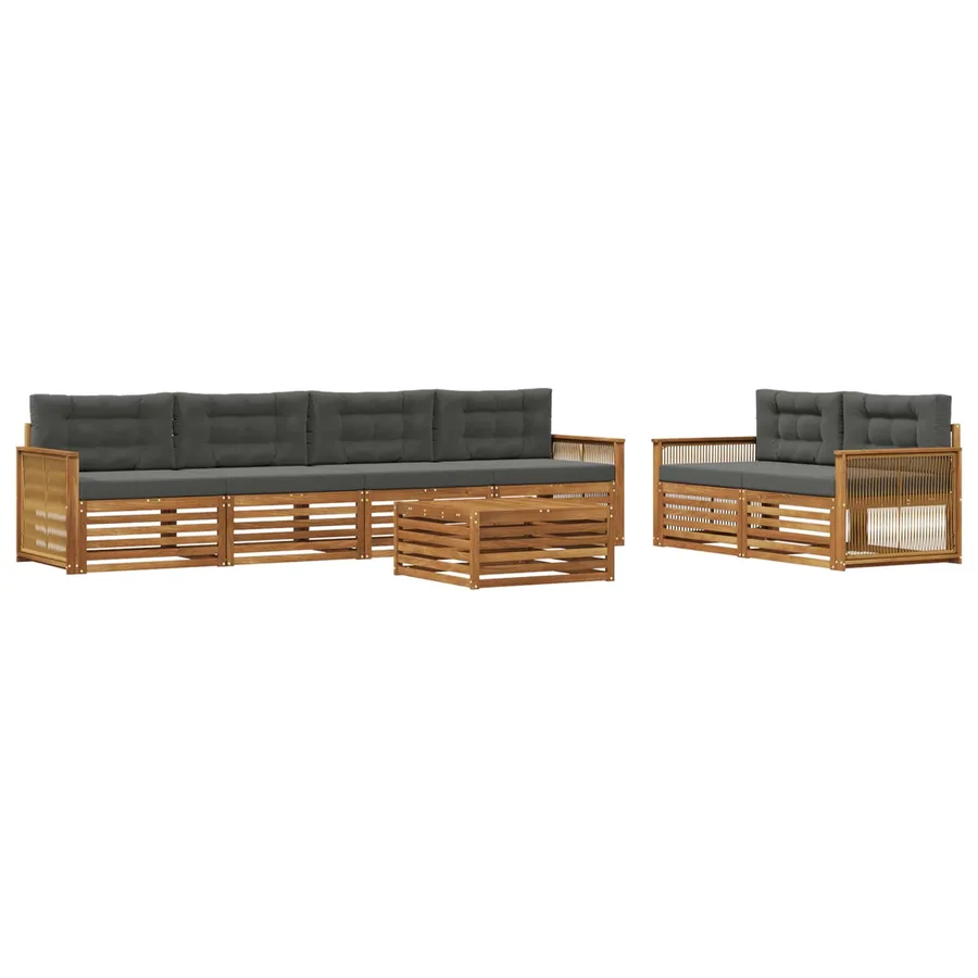 Ensemble de canapés d'extérieur 7 pcs Naturel et Anthracite - 2