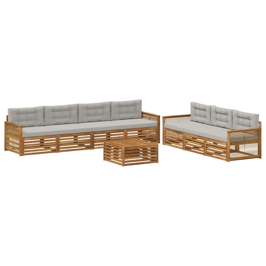 Ensemble de canapés d'extérieur 8 pcs Naturel et gris clair - 2