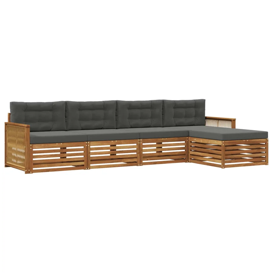 Ensemble de canapés d'extérieur 5 pcs Naturel et Anthracite - 2