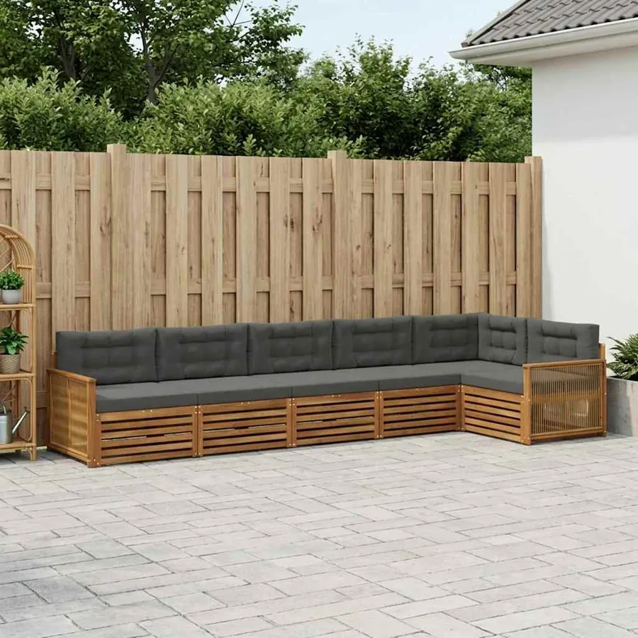 Ensemble de canapés d'extérieur 6 pcs Naturel et Anthracite