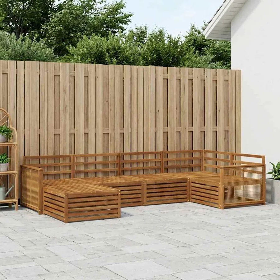 Ensemble de canapés d'extérieur 6 pcs Naturel