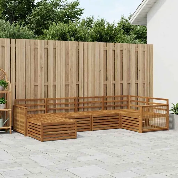 Ensemble de canapés d'extérieur 6 pcs Naturel