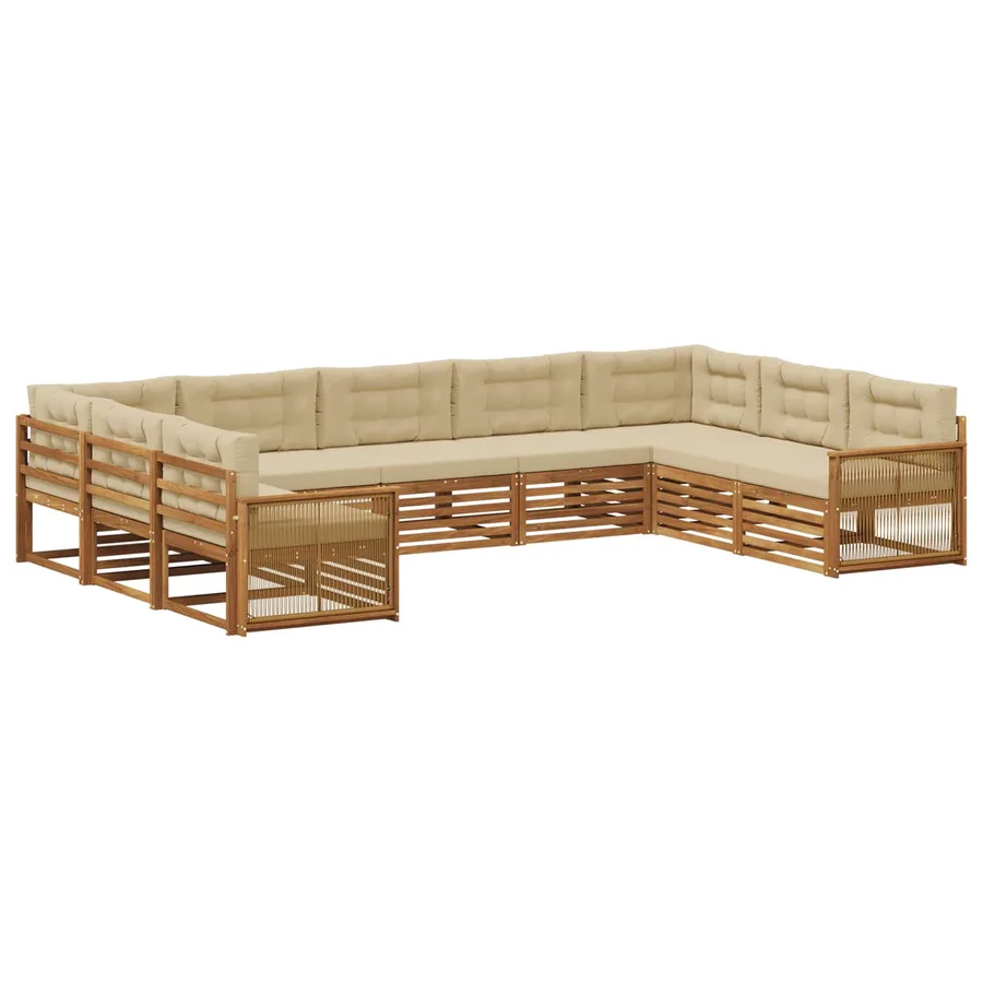 Ensemble de canapés d'extérieur 9 pcs Naturel et Beige - 2