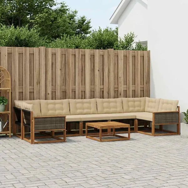 Ensemble de canapés d'extérieur 8 pcs Naturel et Beige