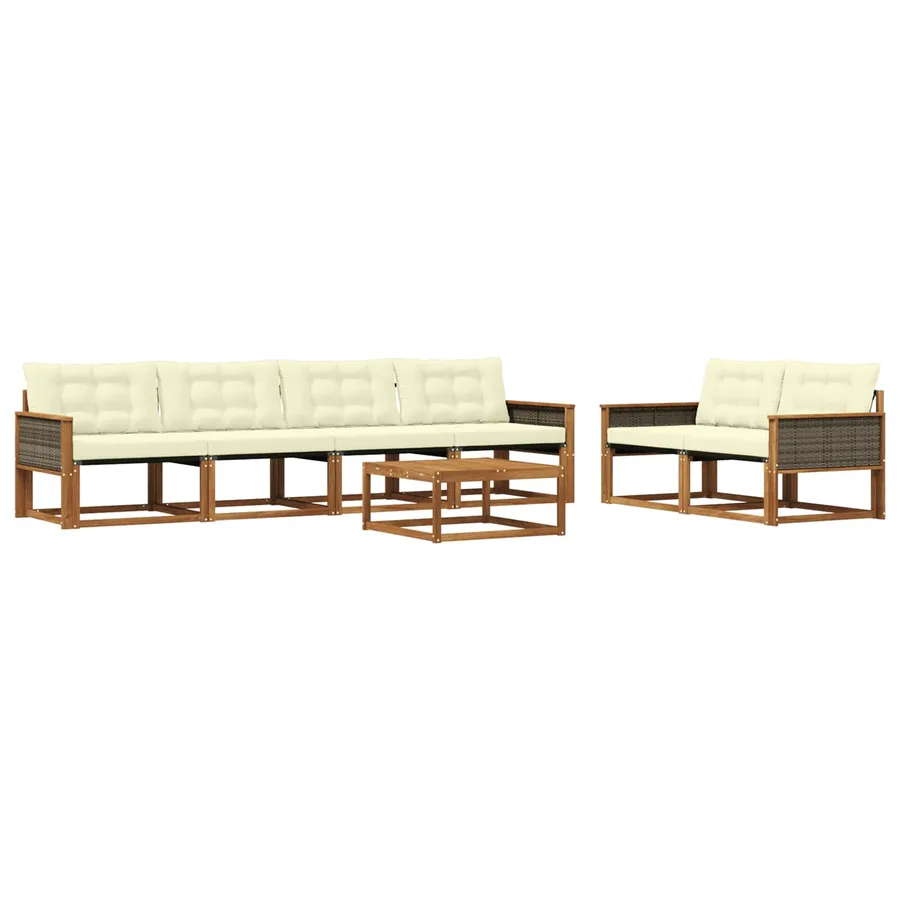 Ensemble de canapés d'extérieur 7 pcs Naturel et Crème - 2