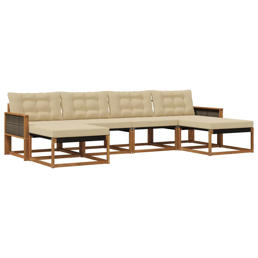 Ensemble de canapés d'extérieur 6 pcs Naturel et Beige - 2