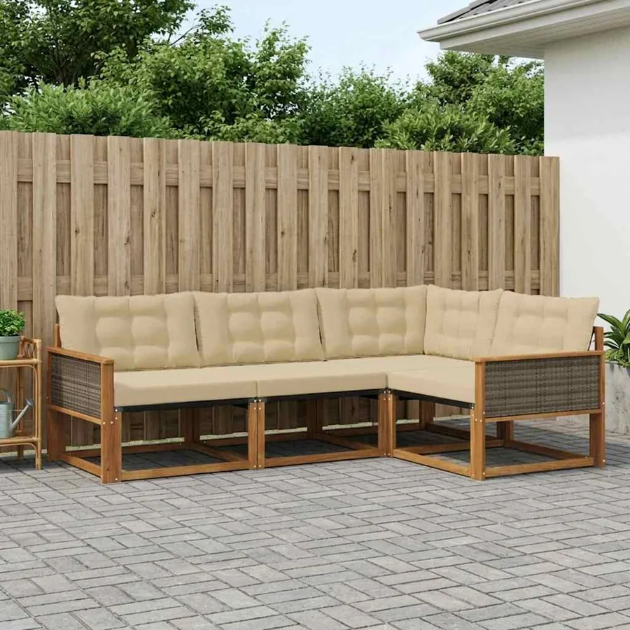 Ensemble de canapés d'extérieur 4 pcs Naturel et Beige