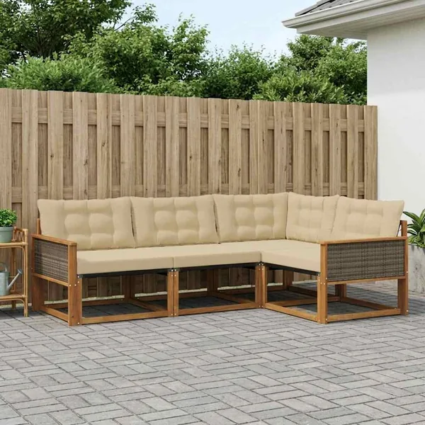 Ensemble de canapés d'extérieur 4 pcs Naturel et Beige