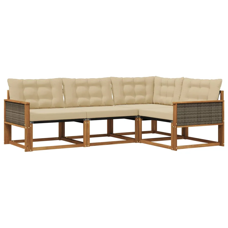 Ensemble de canapés d'extérieur 4 pcs Naturel et Beige - 2