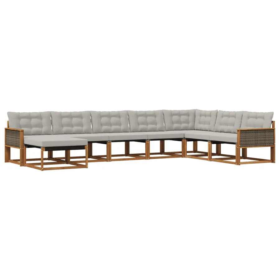 Ensemble de canapés d'extérieur 8 pcs Naturel et gris clair - 2