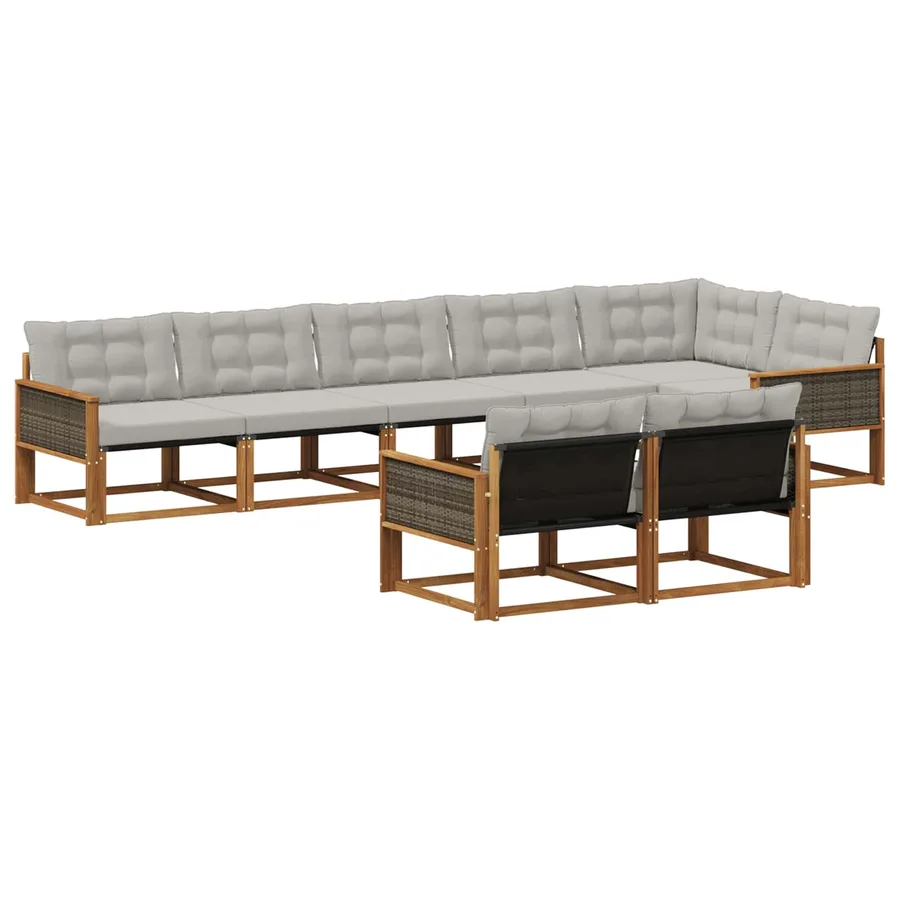 Ensemble de canapés d'extérieur 8 pcs Naturel et gris clair - 2