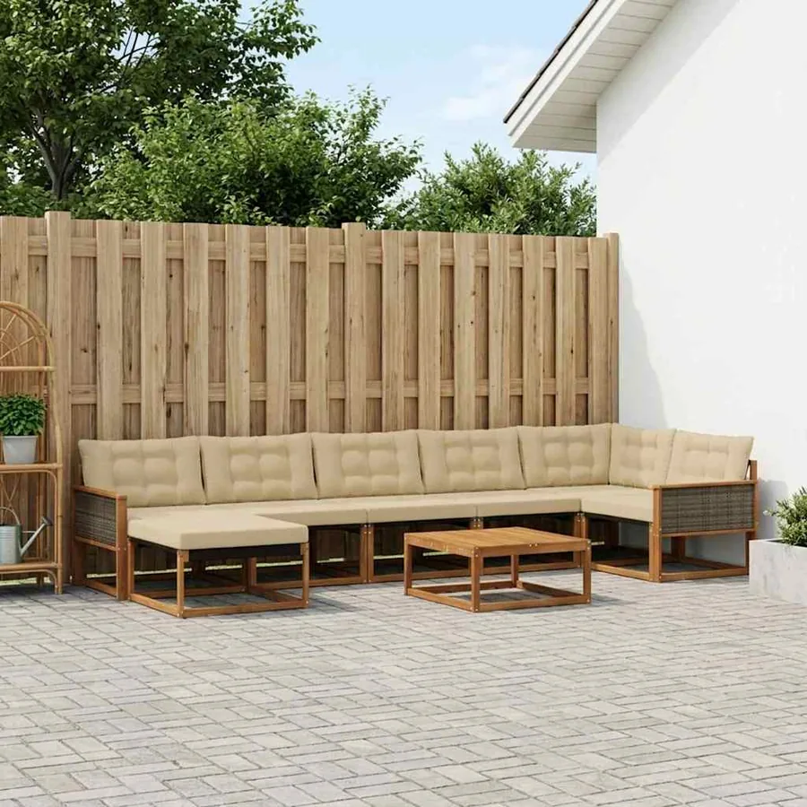 Ensemble de canapés d'extérieur 8 pcs Naturel et Beige