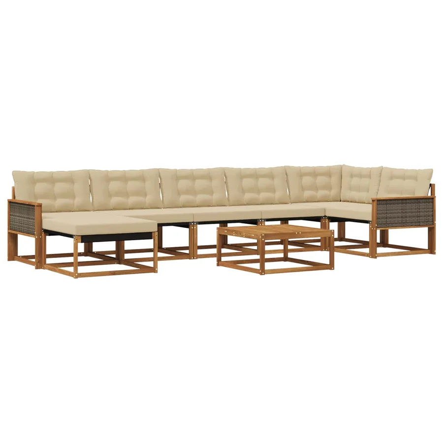 Ensemble de canapés d'extérieur 8 pcs Naturel et Beige - 2