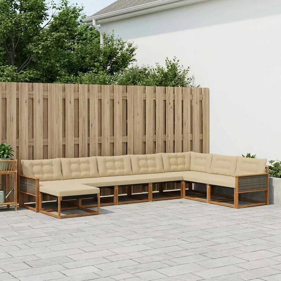 Ensemble de canapés d'extérieur 8 pcs Naturel et Beige