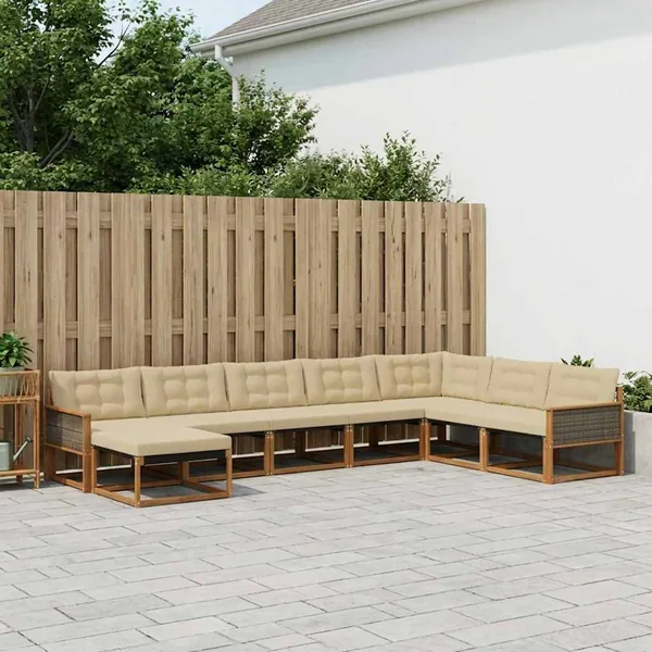 Ensemble de canapés d'extérieur 8 pcs Naturel et Beige