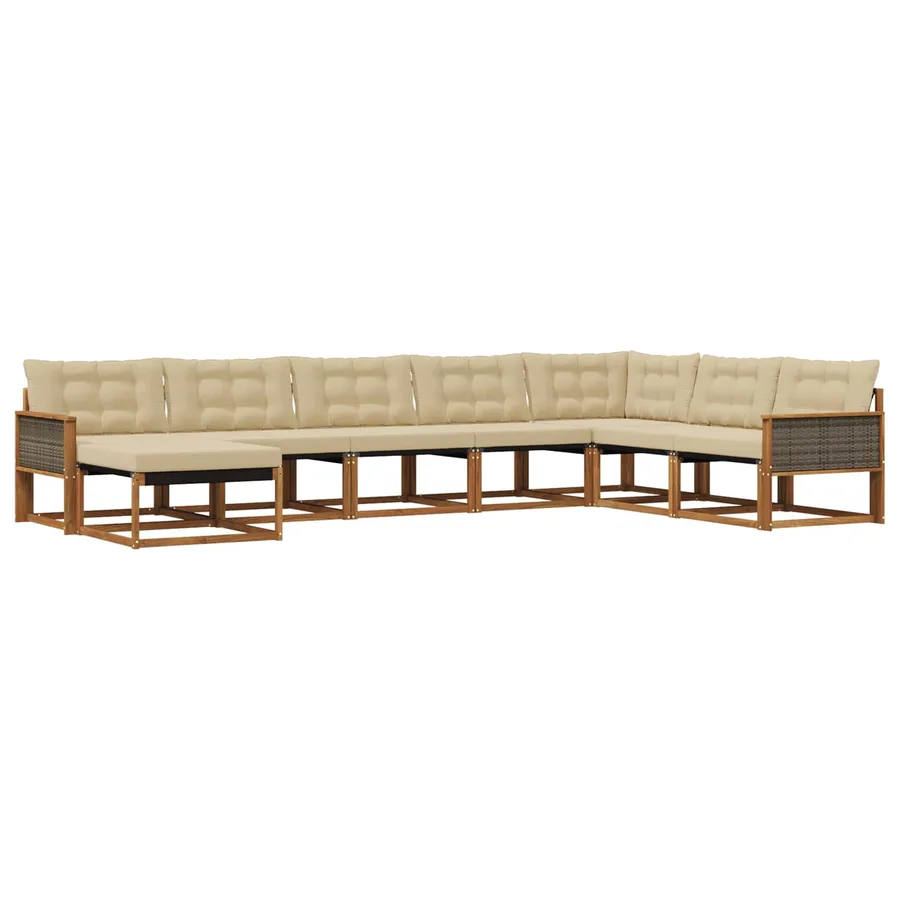 Ensemble de canapés d'extérieur 8 pcs Naturel et Beige - 2