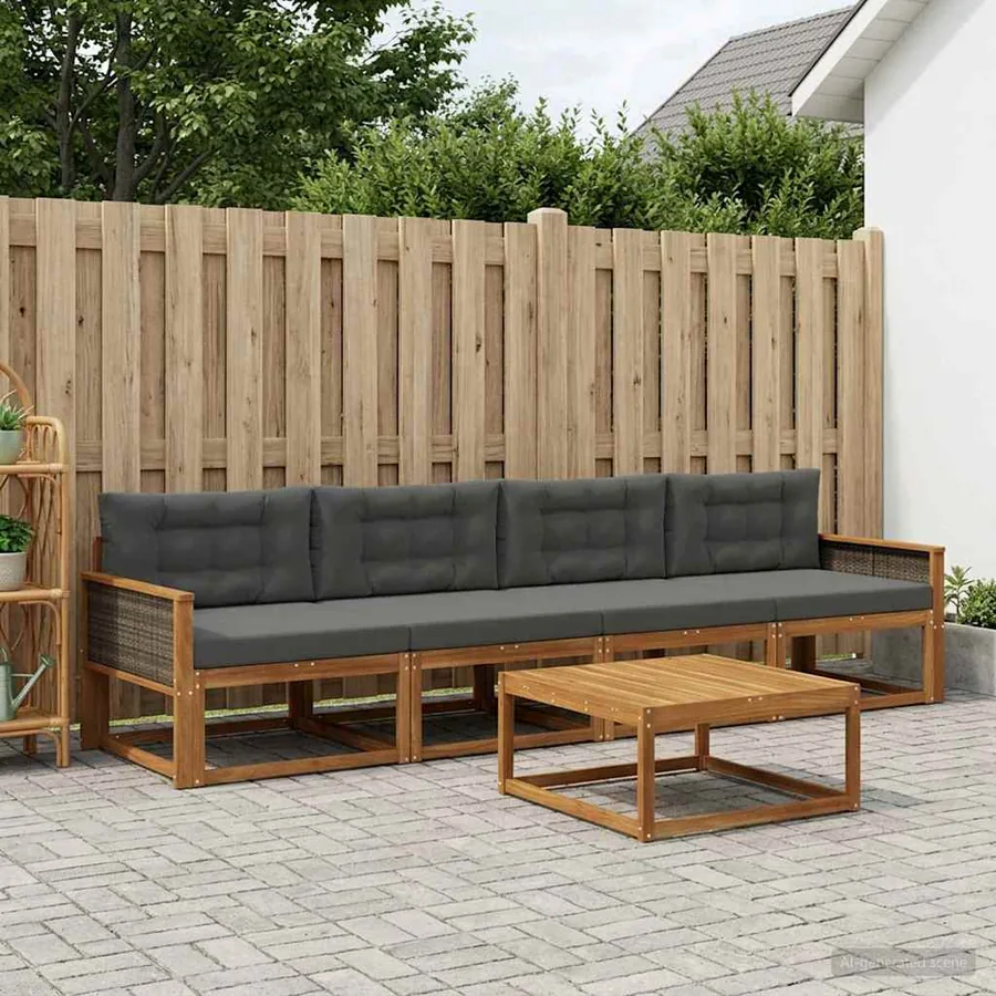 Ensemble de canapés d'extérieur 5 pcs Naturel et Anthracite