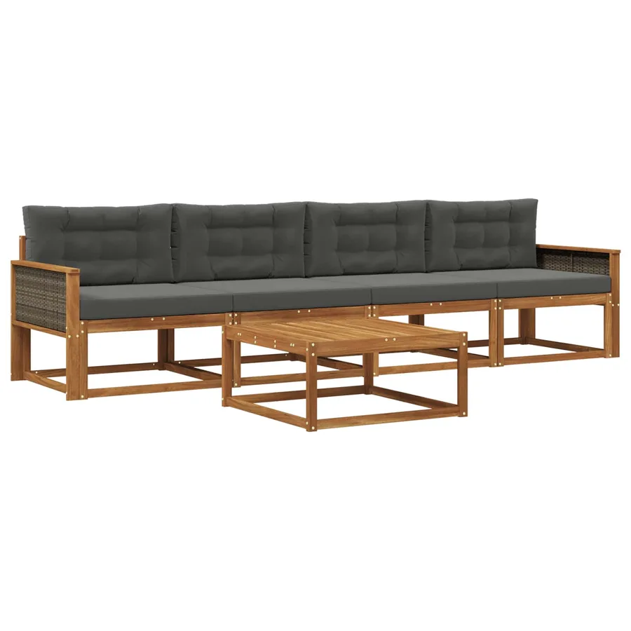 Ensemble de canapés d'extérieur 5 pcs Naturel et Anthracite - 2