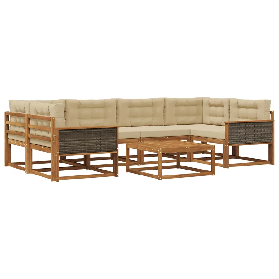 Ensemble de canapés d'extérieur 7 pcs Naturel et Beige - 2